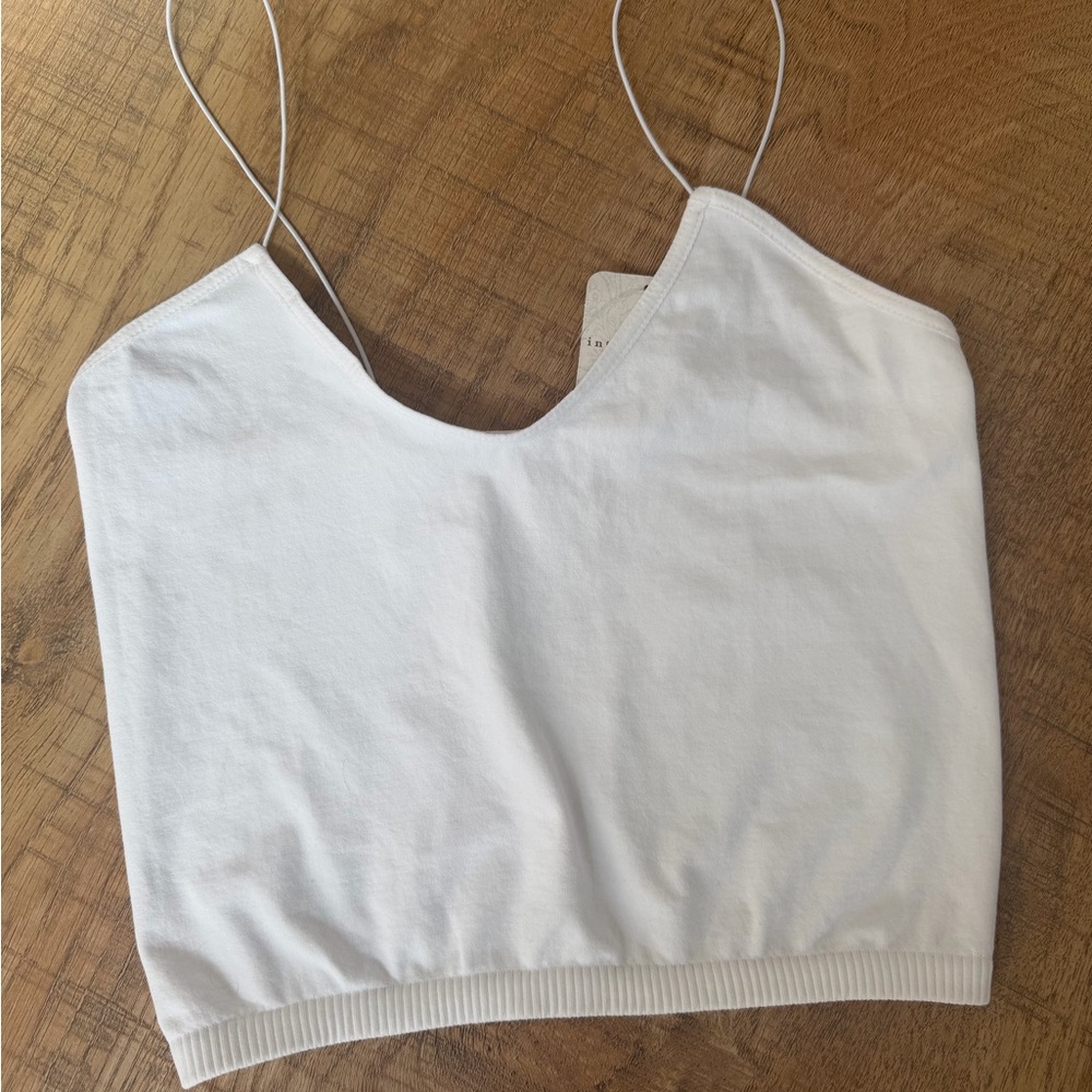 Free People White Cropped Brami with Spaghetti Straps